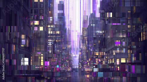 with erratic blocks of color and glitch style