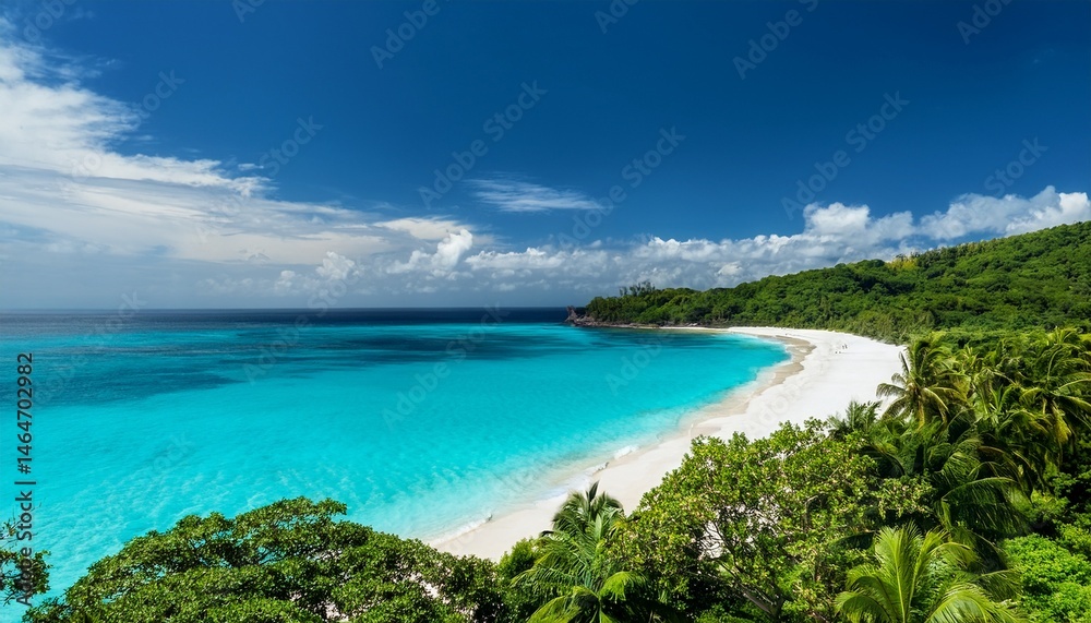 scenic tropical coastline with turquoise water white sand beach and lush green vegetation scenic tropical coastline with turquoise water white sand beach and lush green vegetation
