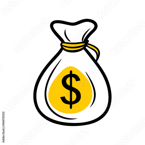 Money Bag (Business Profits and Funds): A money bag with a dollar sign, symbolizing business profits, financial funds, savings, or investment capital.