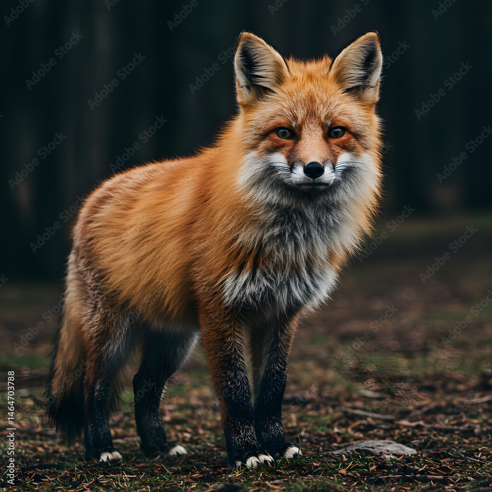 Fototapeta premium Red Fox in Forest: Wildlife Photography, Nature Image