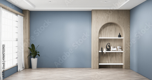 Obraz na płótnie Gray blue Big living area in luxury room modern style decoration.3D rendering w salonie