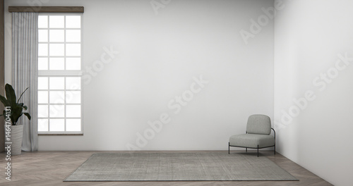 Obraz na płótnie Living room has sofa with mockup and decorated decortion in the white wall background.3d rendering w salonie