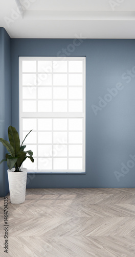 Obraz na płótnie Gray blue Big living area in luxury room modern style decoration.3D rendering w salonie