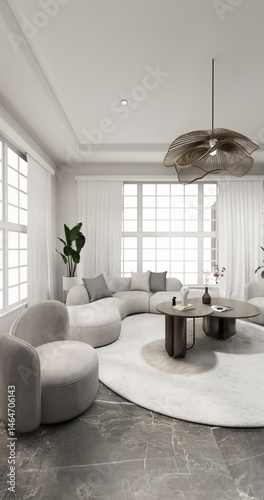 Obraz na płótnie Living room has sofa with mockup and decorated decortion in the white wall background.3d rendering w salonie
