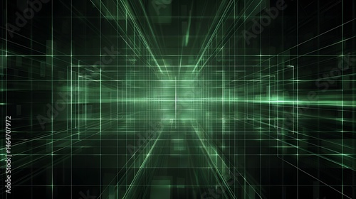 Digital Matrix: A futuristic abstract background with a digital matrix of glowing lines and grids. 
