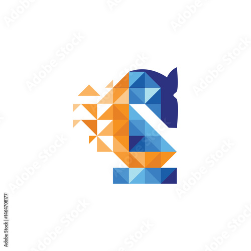 horse chess digital icon logo design illustration