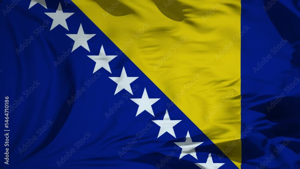 Bosnia and Herzegovina flag waving in the wind Animation