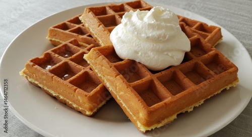 Belgian waffles with whipped cream