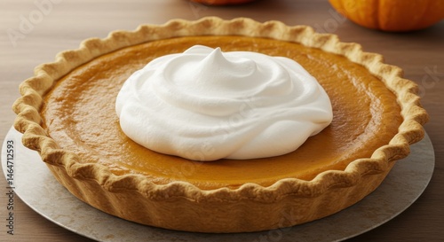 Pumpkin pie with whipped cream