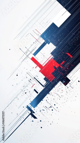 Obraz na płótnie Abstract Geometric Graphic with Lines: A dynamic display of intersecting lines and geometric shapes creating a sense of depth and digital aesthetic. A great design to express modern ideas. w salonie
