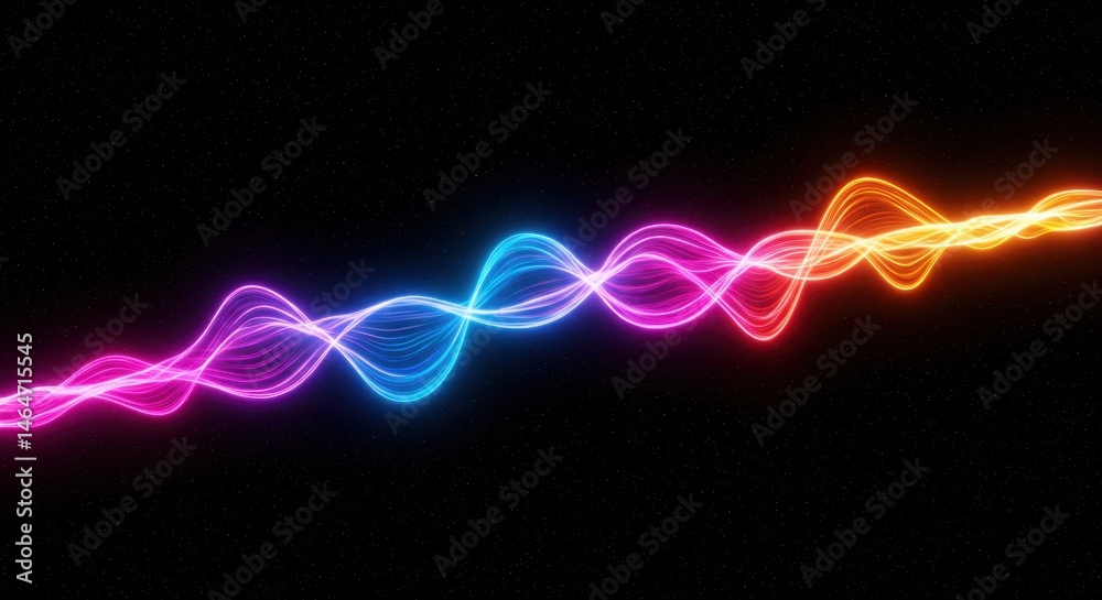 Fototapeta premium Vibrant neon wave flowing through dark space