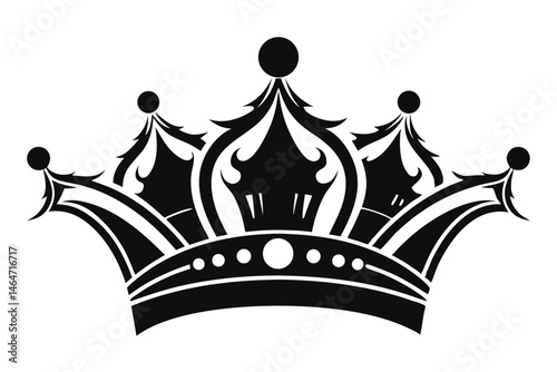 Regal crown emblem in black adorns a white canvas, with distinct cutout detail