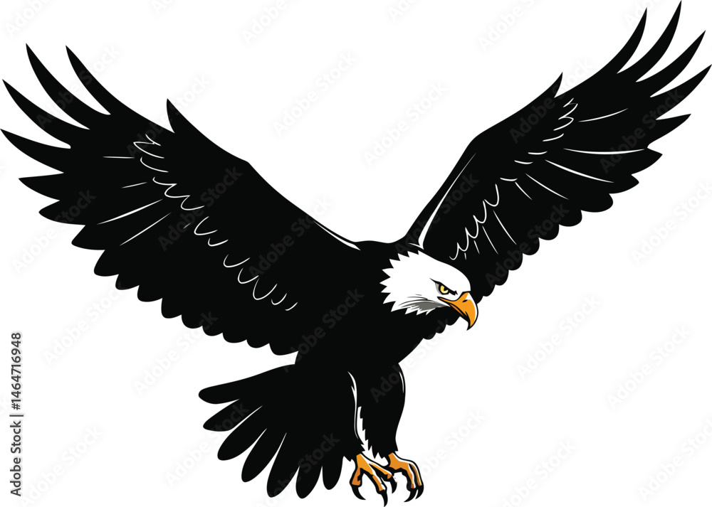 Obraz premium Eagle Flying Silhouette Black Vector