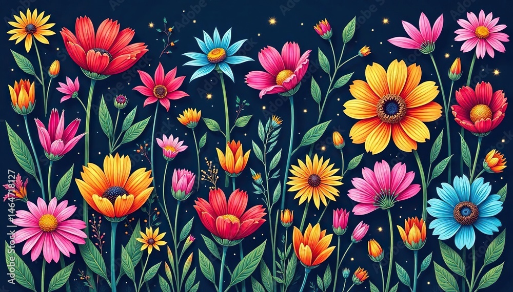 Intricate line art wildflowers, continuous design, wildflower, textile, minimalist Intricate line art wildflowers, continuous design, wildflower, textile, minimalist