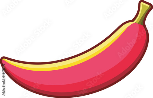 A vibrant vector art illustration showcasing a delicious red banana, highlighting its rich color, fresh appeal, and tropical, mouthwatering beauty