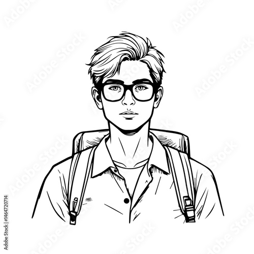 Young man with glasses posing confidently against a simple background - image_00001_15-04-2025_15-35-19  