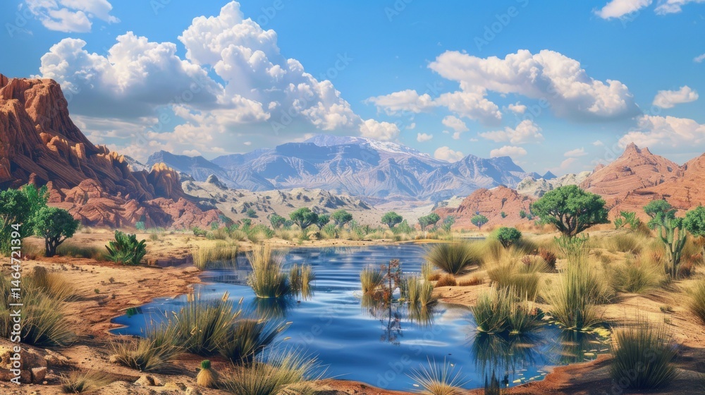 Fototapeta premium Desert oasis landscape