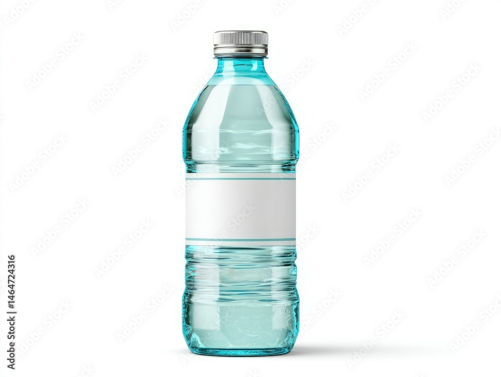 Naklejka premium Clear plastic water bottle isolated on white background with blank label space