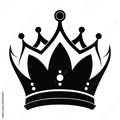 Ornate crown illustration featuring symmetrical embellishments and circular gem details showcases classic royal symbolism