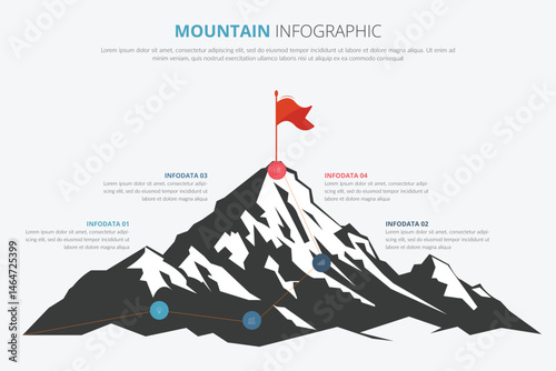 Abstract Mountain Infographic Vector for Milestone and Pathway Design