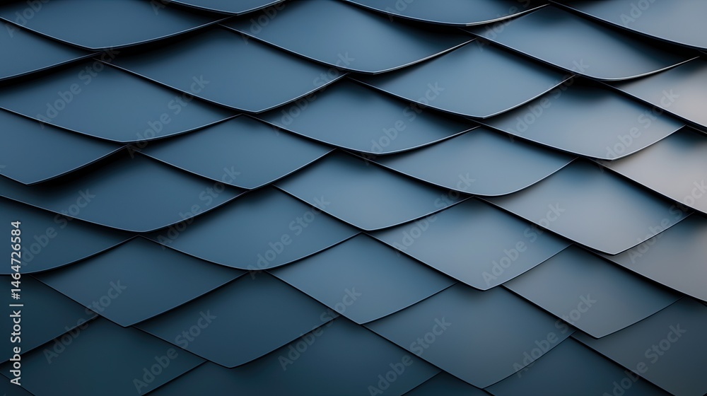 Fototapeta premium Abstract geometric pattern of overlapping, dark gray, square tiles, creating a scaly texture