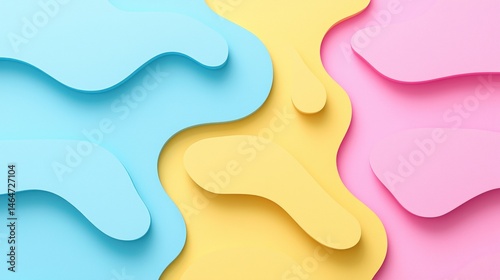 Abstract design with overlapping colors and shapes.
