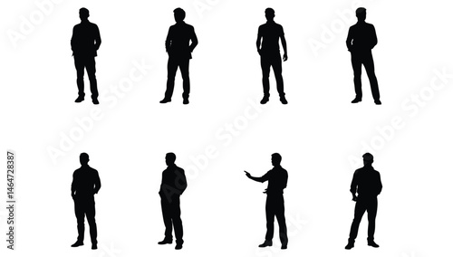 Silhouettes of four individuals stand confidently against a white background, showcasing diverse postures of self-assurance and style.