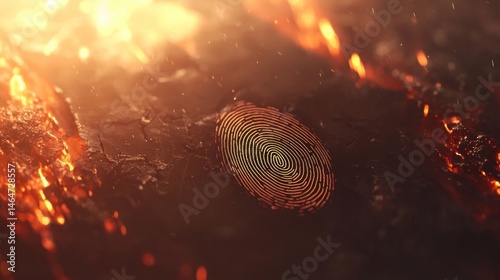 Fiery landscape surrounding a circular pattern.