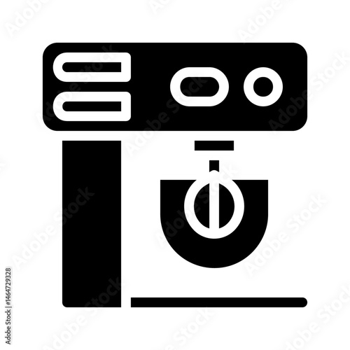 Minimalist kitchen device illustration, stand mixer design for food preparation