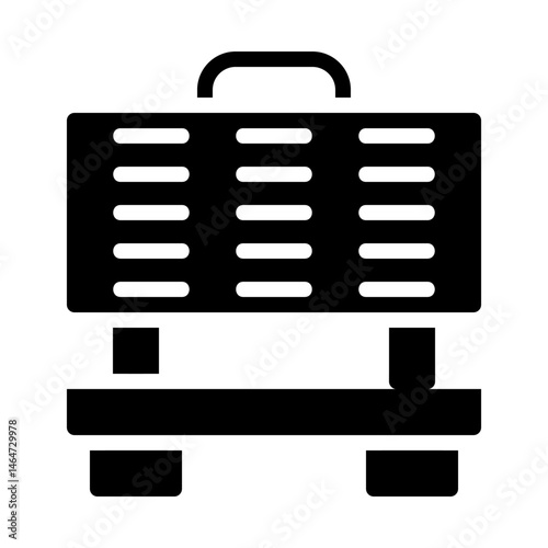 Stylized depiction of a portable barrier with a handle for street safety