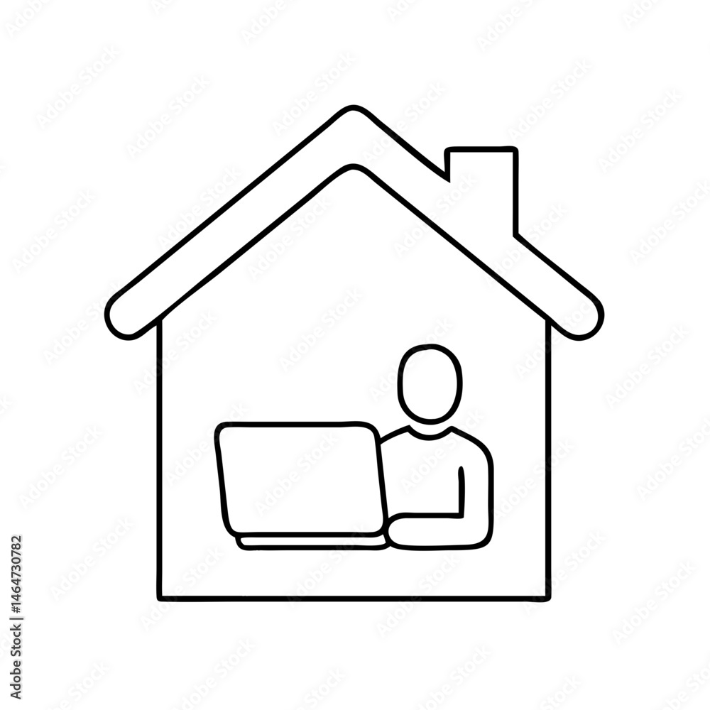 Remote work icon in thin line style for telecommuting and home office Remote work icon in thin line style for telecommuting and home office