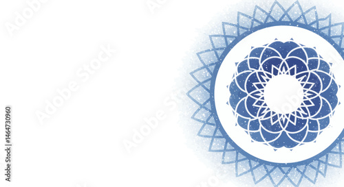 Blue And White Geometric Mandala Pattern On White Background