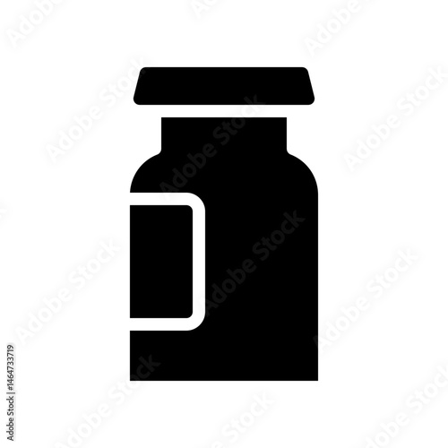 Conceptual black medicine container icon representing healthcare and pharmacy