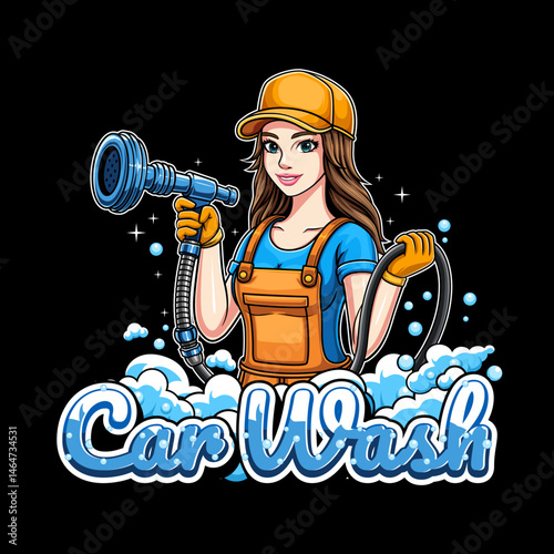 Characters for car wash with added text