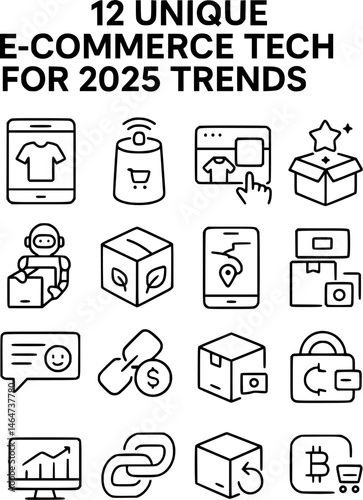 12 Unique E-Commerce Technology Trend Icons for 2025