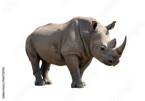 White Rhinoceros Image Wildlife Photography isolated on white background photo