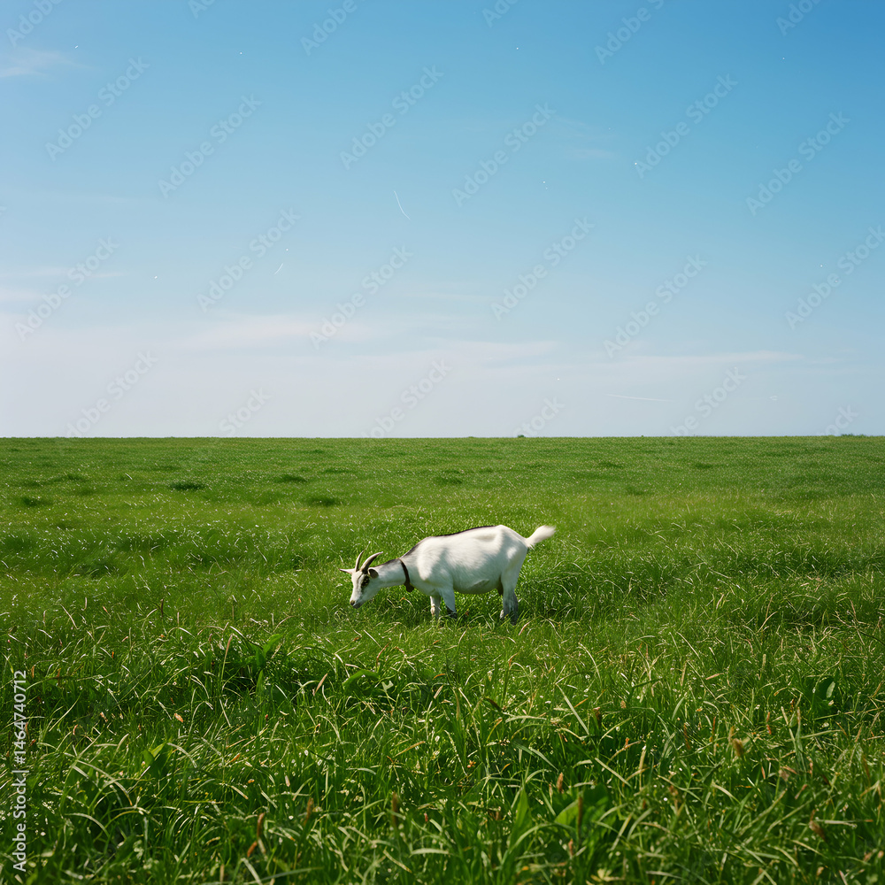 Fototapeta premium White Dog in Green Field, Summer Meadow Landscape Photography