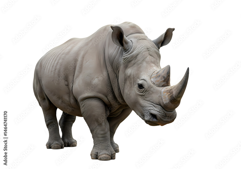 Fototapeta premium Powerful White Rhinoceros Image Wildlife Photography isolated on white background