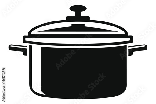 A simple black pot with lid shows cooking vessel simplicity