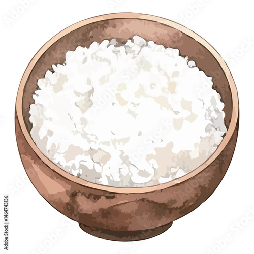 お茶碗に盛られた白米の水彩風イラスト　生成AI