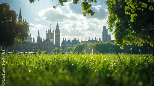 hi-res photo of london city landscape with green grass i