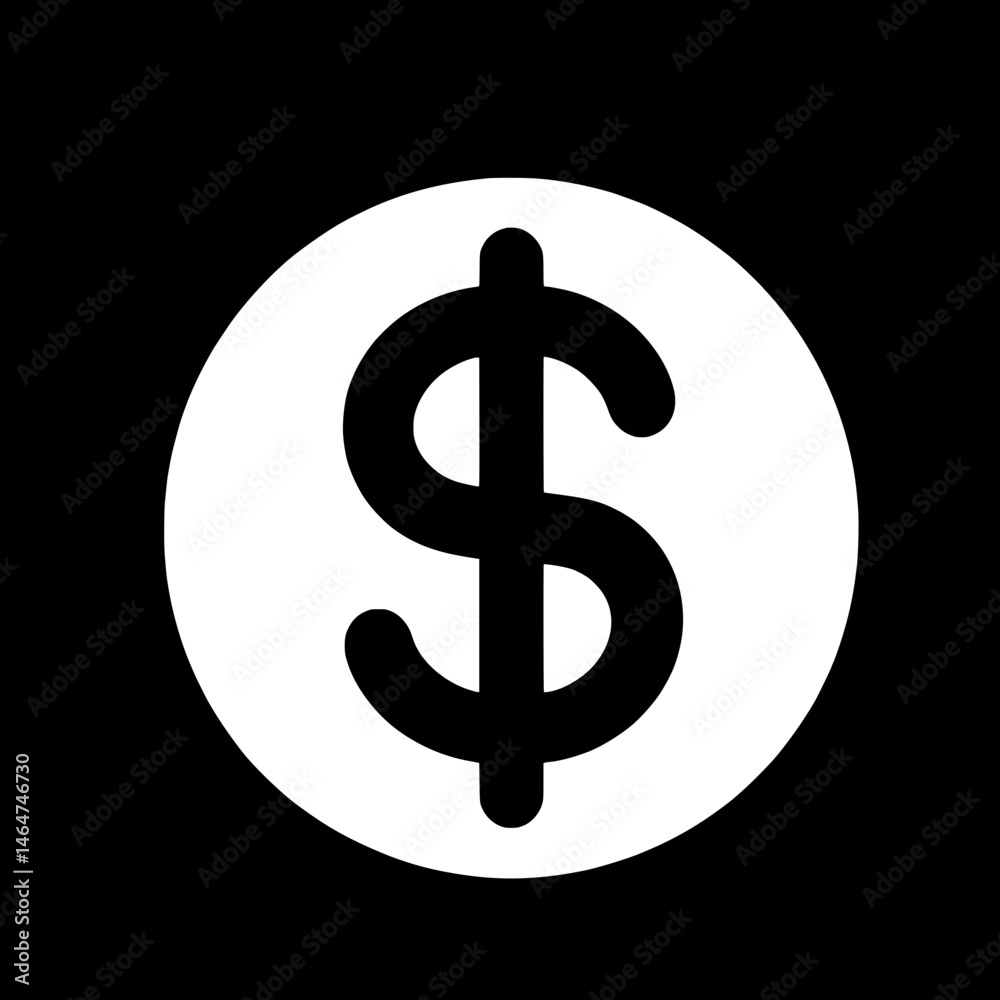 Obraz premium Black and White SVG of a Dollar Sign Icon