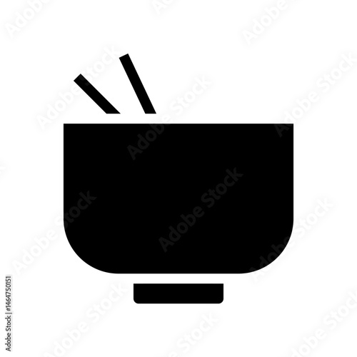 Stylized bowl with chopsticks icon represents asian cuisine symbol design