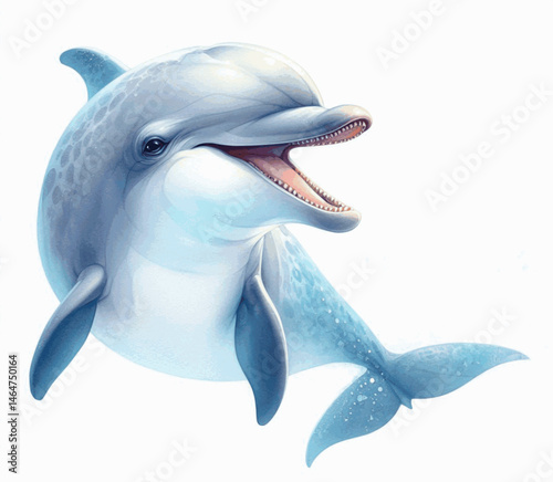 Gleeful Waves dolphin laughing happily isolated watercolor vector illustration svg