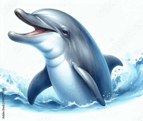 Dolphin Delight dolphin laughing happily isolated watercolor vector illustration svg
