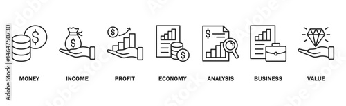 Cash flow banner web icon vector illustration concept for business and finance circulation with icon of money, income, profit, economy, analysis, business, and value