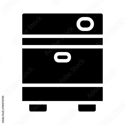 Black and White Illustration of a Cabinet or Drawer Unit in Simple Design