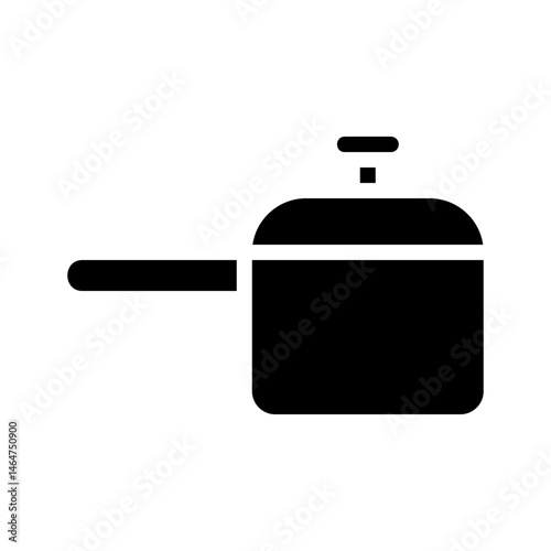 Minimalist cookware illustration featuring a black cooking pot with handle