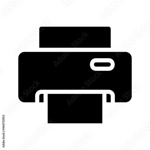 Stylized monochrome printer icon conveying document output and hardcopy creation