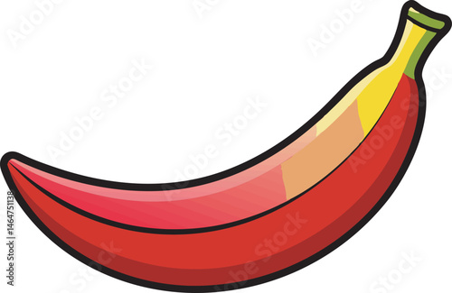 A vibrant vector art illustration showcasing a delicious, ripe red banana, featuring rich colors, smooth textures, and an appetizing appeal.